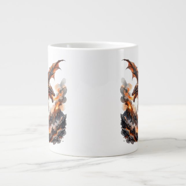 Eldslagsmugg | Kaffe mugg med flammande drakaccent Jumbo Mugg (Framsidan)