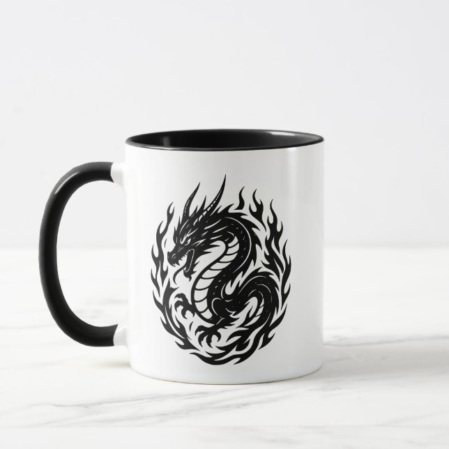 Eldslingad Drak Tatuering Stil Mugg (Vänster)