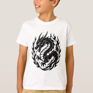 Eldslingad Drak Tatuering Stil T Shirt