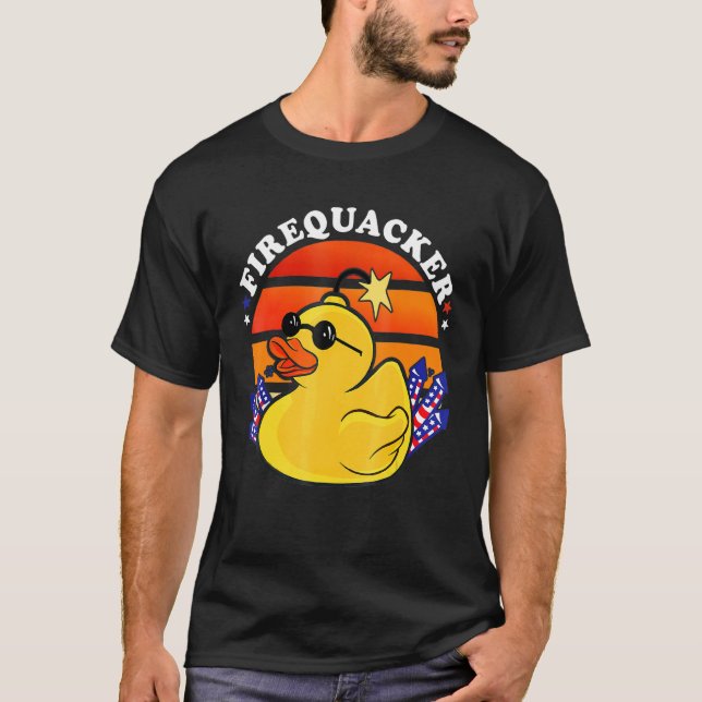 Eldspruta Gummi Anka 4 Juli Patriotisk Eld T Shirt (Framsida)