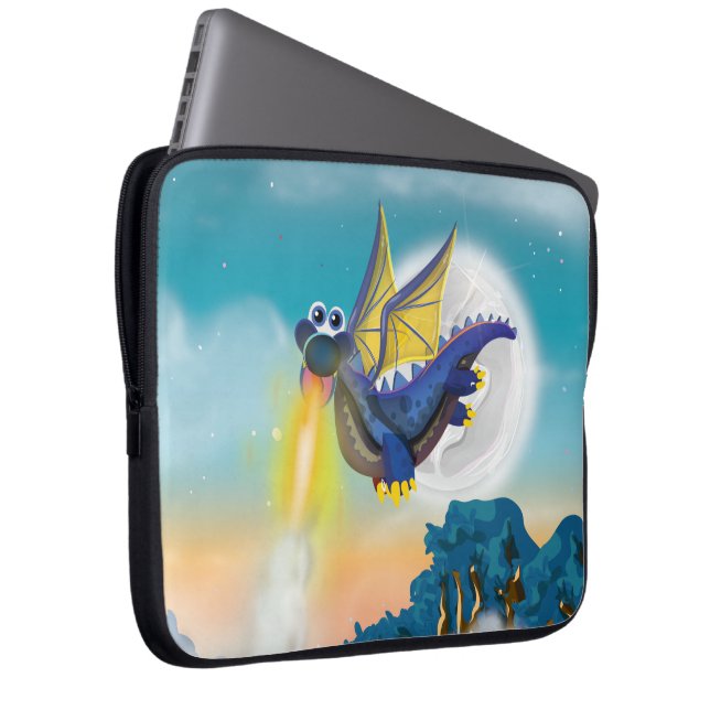 Eldsprutande Drakar Laptop Fodral (Framsidan Höger)