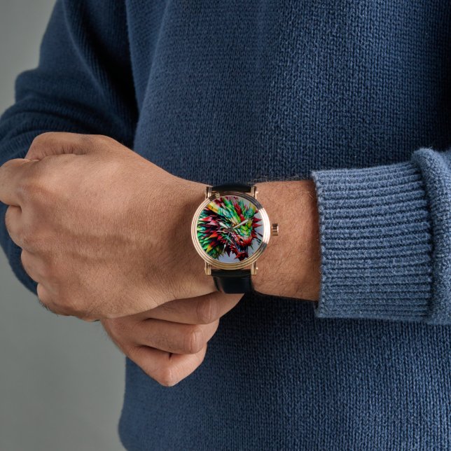 Eldsprutande drake Grön Och Röd Armbandsur (Handled)