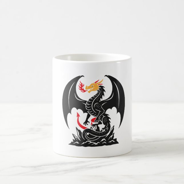 Eldsprutande Drakfantasi Grafisk Anpassningsbar Kaffemugg (Center)