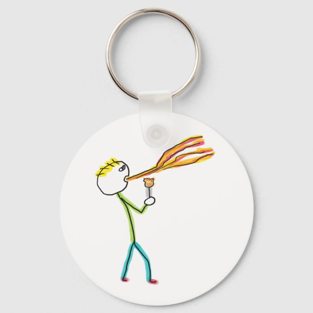 Eldsprutande Stickman Nyckelring (Framsida)