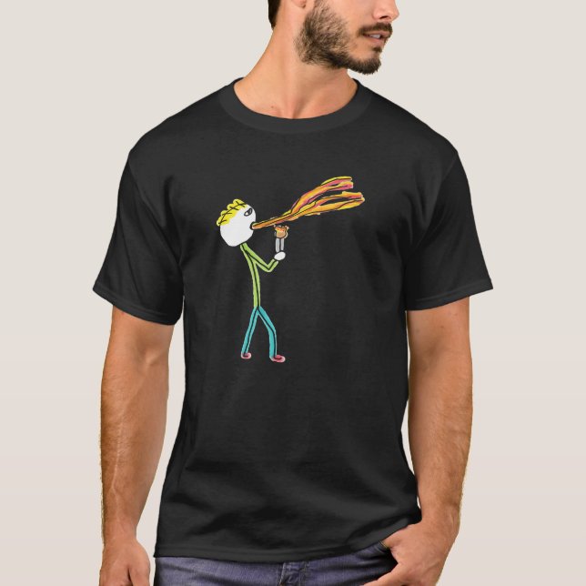 Eldsprutande Stickman T Shirt (Framsida)