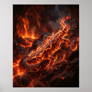 Eldssalamander Smältande Grotta Poster