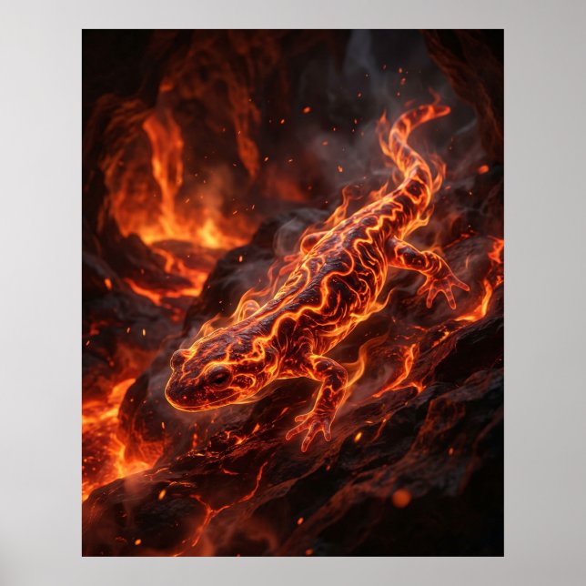 Eldssalamander Smältande Grotta Poster (Framsidan)