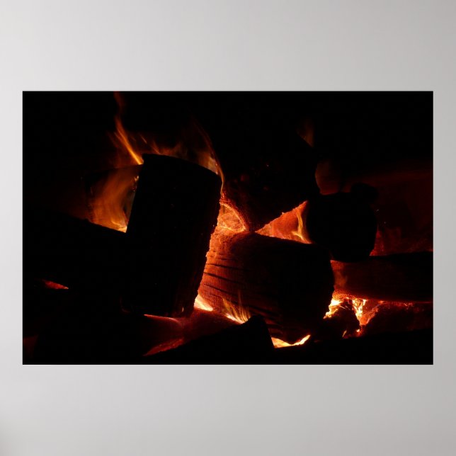 Eldstad för vinter brinnande stockar poster (Framsidan)