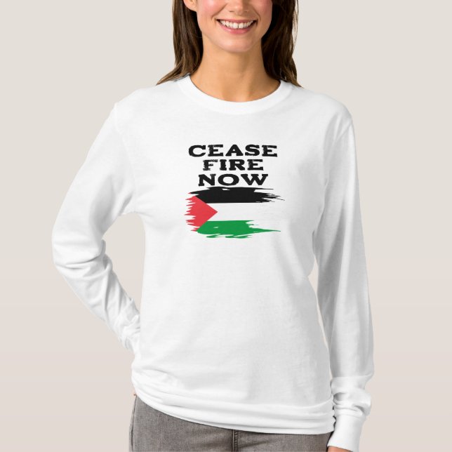 Eldupphör nu/ Stoppa Krig / Fria Palestina T Shirt (Framsida)