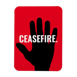 Eldupphör, vit svart stopphand mot krig magnet