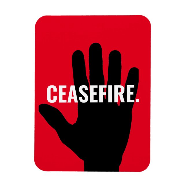 Eldupphör, vit svart stopphand mot krig magnet (Vertikal)