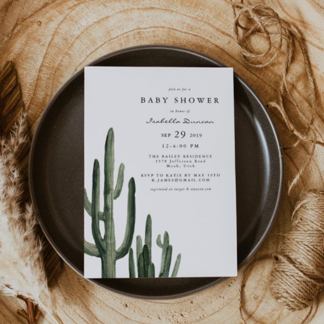 Eleanor - Bohemian Saguaro Cactus Baby Shower Inbjudningar (Skapare uppladdad)
