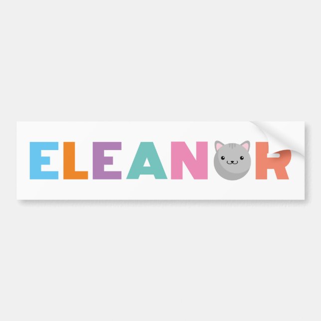 Eleanor Grått eller Ginger Cat Bumper Sticker Bildekal (Framsidan)