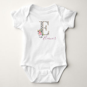 Eleanor Namn Baby Outfit Brev Romper Blommigt Girl T Shirt
