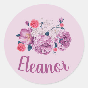 Eleanor Namn Blommig Anpassad Vintage Blomma Flick Runt Klistermärke
