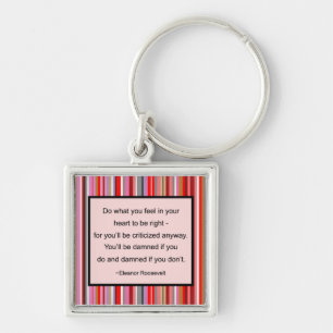 Eleanor Roosevelt citationstecken Keychain Fyrkantig Silverfärgad Nyckelring