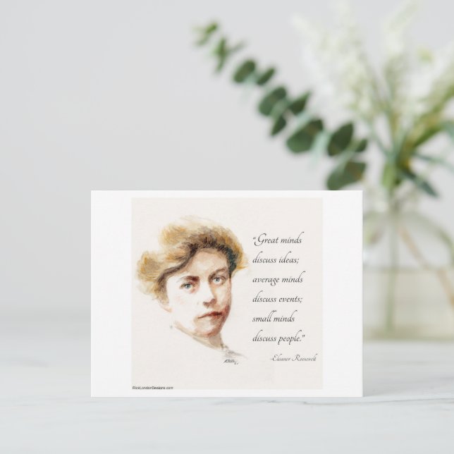Eleanor Roosevelt & Great Minds Quote Watercolor Vykort (Stående Fram)