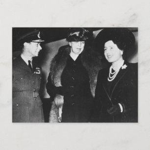 Eleanor Roosevelt Kung George VI drottning Elizabe Vykort