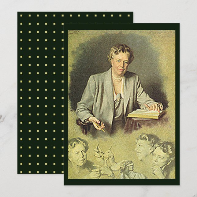 Eleanor Roosevelt White House Porträtt Flat Kort (Fram/baksida)