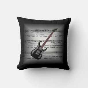 Elec Guitar ~ 3-D Lakan Music ~ Pillow Grått/Black Kudde