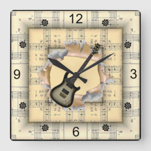 Elec Guitar~Brytning genom~Strange Lakan Music~ Fyrkantig Klocka
