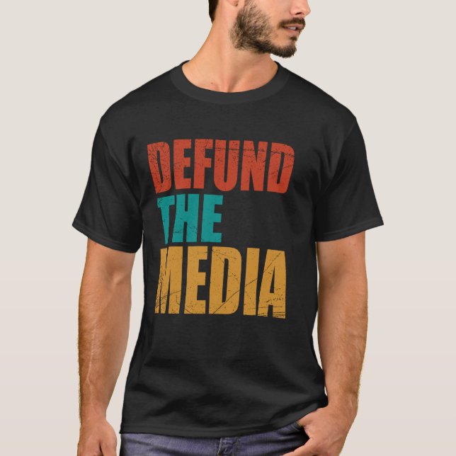 Election 2020 USA Patriotism Defund the Media T Shirt (Framsida)