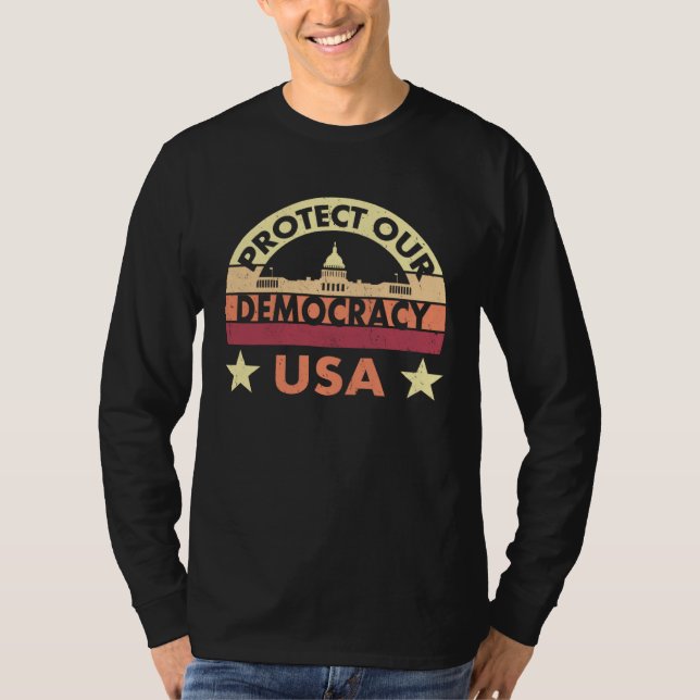 Election CyberSecurity Now Protect Our Democracy T Shirt (Framsida)