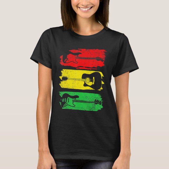 Electric Acoustic Bass Guitar Black History Month  T Shirt (Framsida)