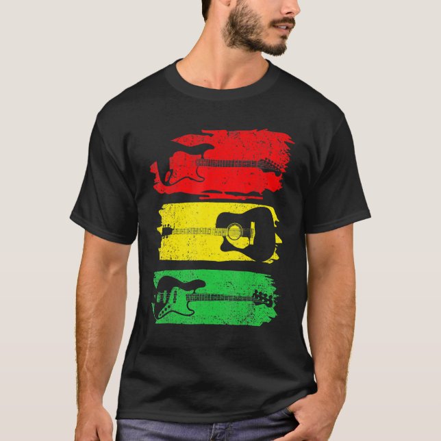 Electric Acoustic Bass Guitar Black History Month  T Shirt (Framsida)