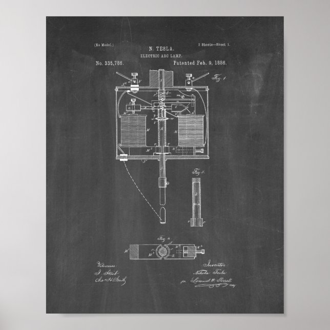 Electric Arc Lamp Patent - Chalkboard Poster (Framsidan)