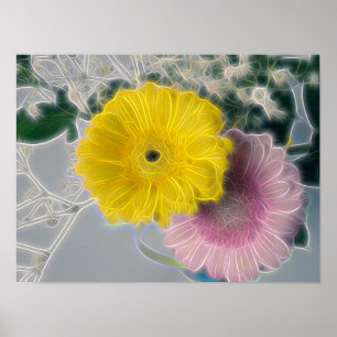 Electric Art Daisys bouquet Poster