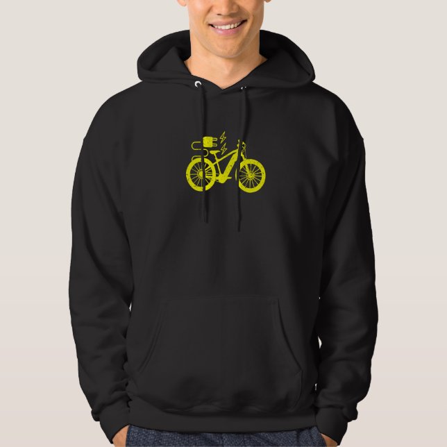 Electric Bike E Bike Ecycle Bicycle Silhouette Hoodie (Framsida)