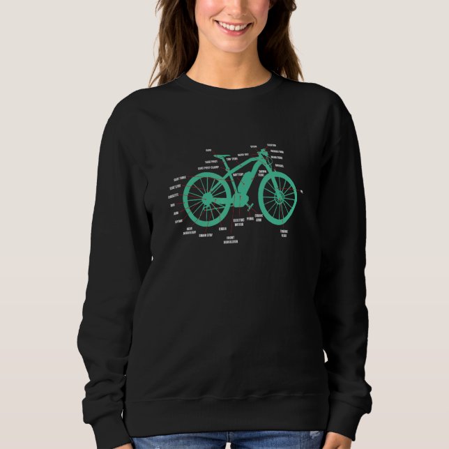 Electric Bike Parts Ecycle Anatomy Mountain Biker  T Shirt (Framsida)
