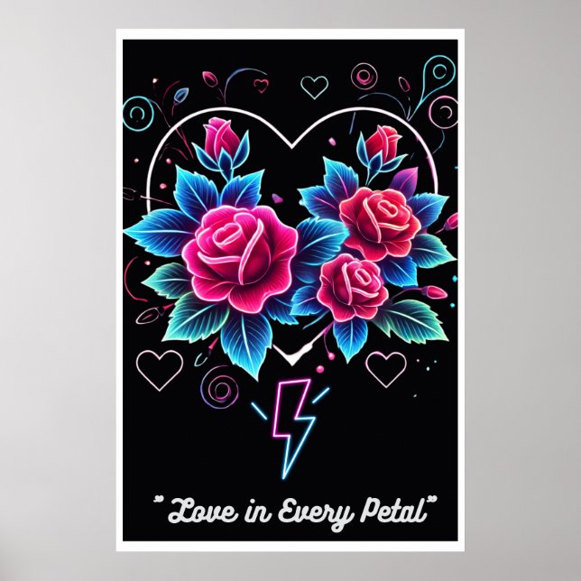 "Electric Bloom: Neon Kärlek Symphony" Poster (Framsidan)