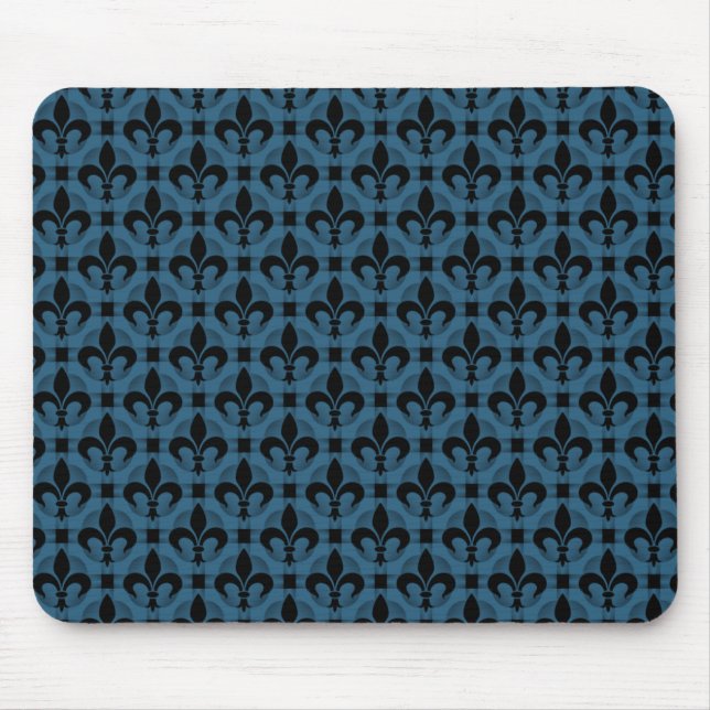 Electric Blue Finare Fleur de lis Mousepad Musmatta (Framsidan)