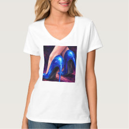 Electric Blue High Heels Fashion Abstract painting T Shirt