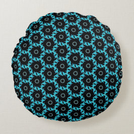 Electric Blue Mandala Rund Kudde
