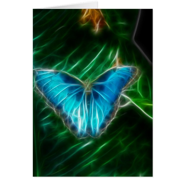 Electric Blue Morpho Butterfly Fractal OBS Kort (Framsidan)
