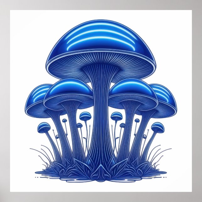 Electric Blue Mushroom Cluster Poster (Framsidan)