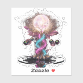 Electric Blue Neon Blossom Transparent Sticker Klistermärken