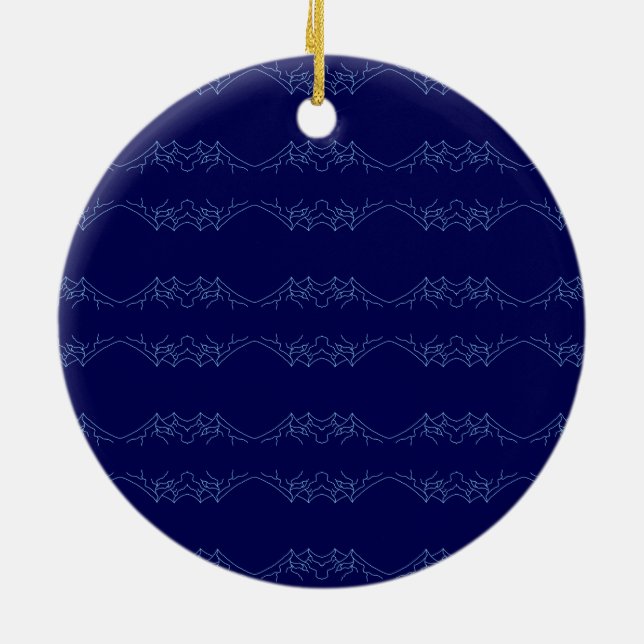 Electric Blue Neural Horizon Abstract Pattern Julgransprydnad Keramik (Baksidan)