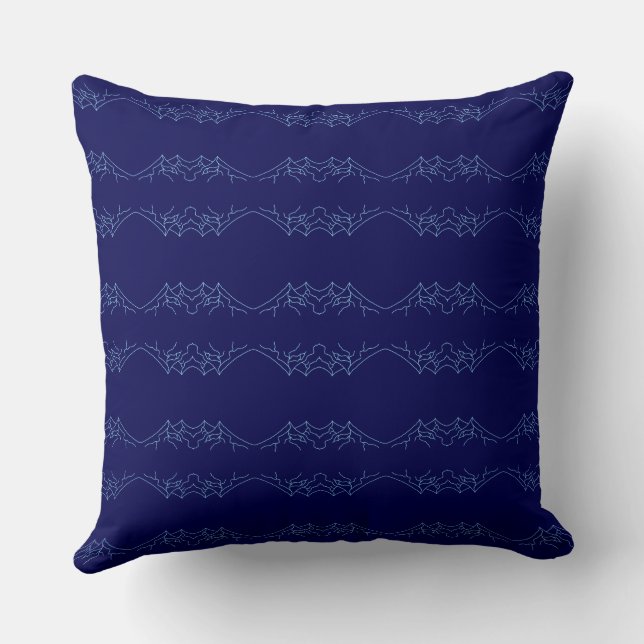 Electric Blue Neural Horizon Abstract Pattern Kudde (Baksida)