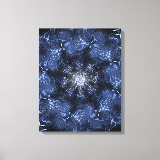 Electric Blue Plasma Fractal Art Canvastryck (Framsida)