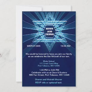 Electric Blue Pub Mitzvah Inbjudningar