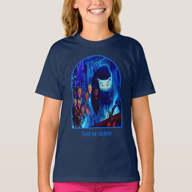 Electric Blue Siamese Cat Animal Art Personalized T Shirt (Framsida)