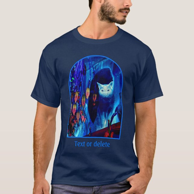Electric Blue Siamese Cat Animal Art Personalized T Shirt (Framsida)