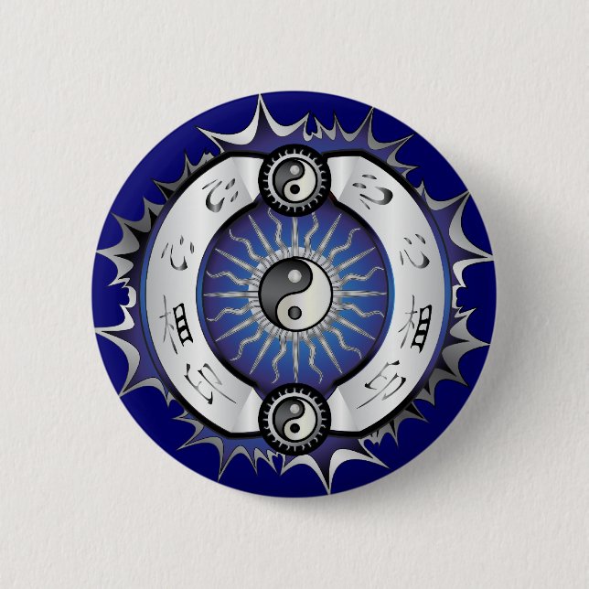 Electric Blue Yin Yang Knapp (Framsida)