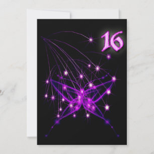 Electric Butterfly Goth Sweet 16-inbjudan Inbjudningar