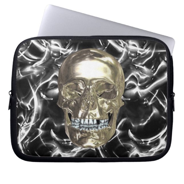 Electric Chrome Skull Laptop sleeve (Framsidan)