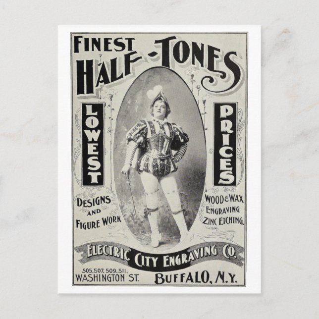 "Electric City Engraving-reklam" Vykort (Framsida)